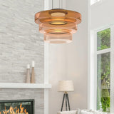 Kitchen Island Pendant Light Fixture, Layered Pendant Lamp, Smoke Grey, Green, Amber