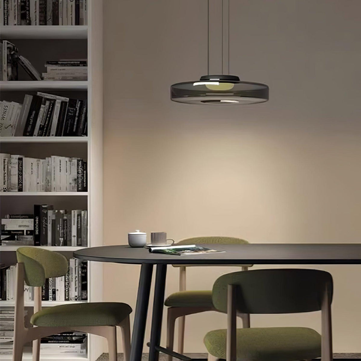 Kitchen Island Pendant Light Fixture, Layered Pendant Lamp, Smoke Grey, Green, Amber