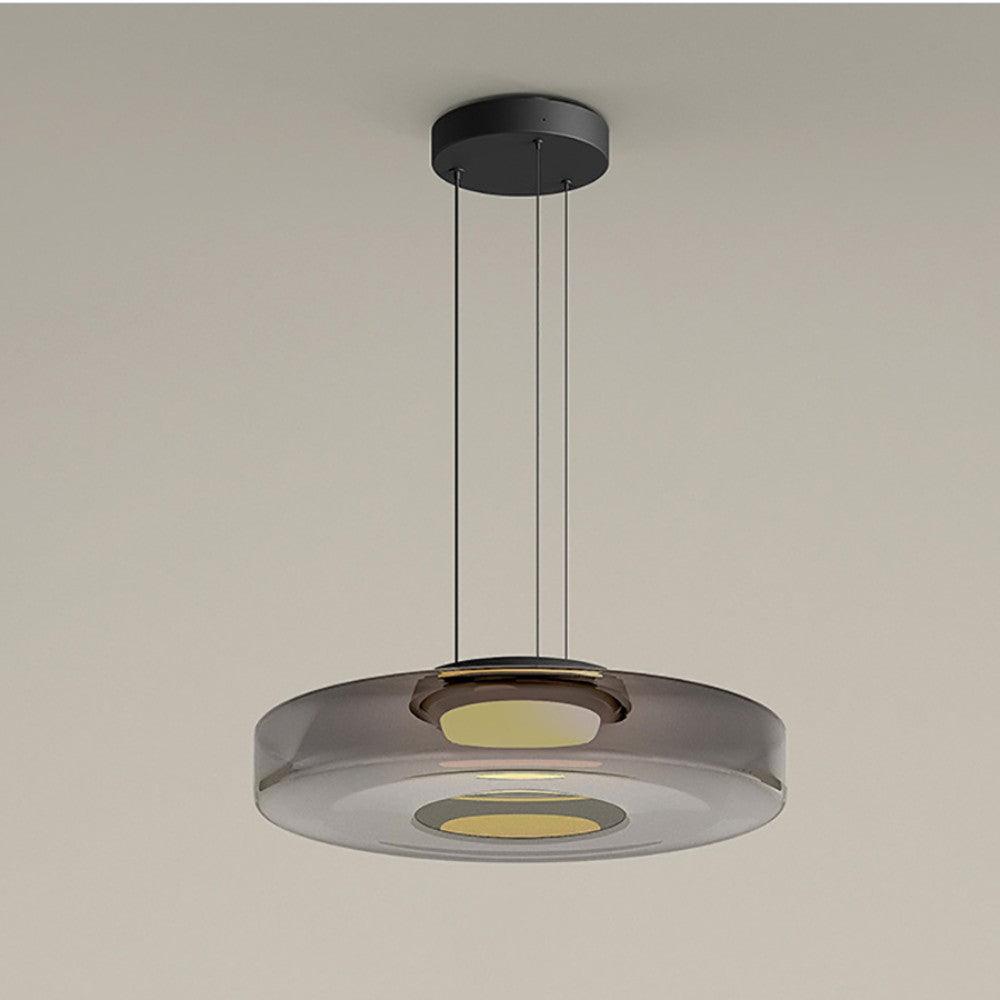 Kitchen Island Pendant Light Fixture, Layered Pendant Lamp, Smoke Grey, Green, Amber