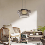 Kitchen Island Pendant Light Fixture, Layered Pendant Lamp, Smoke Grey, Green, Amber