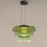 Kitchen Island Pendant Light Fixture, Layered Pendant Lamp, Smoke Grey, Green, Amber