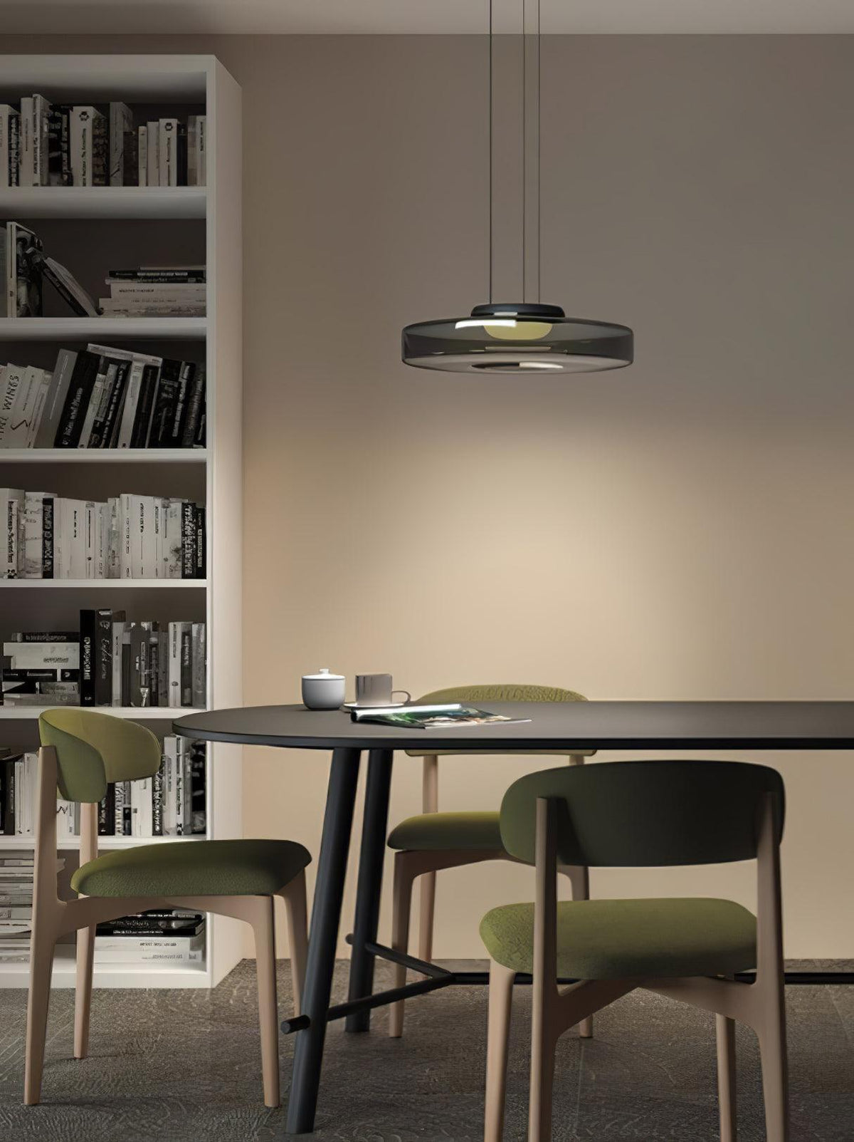 Kitchen Island Pendant Light Fixture, Layered Pendant Lamp, Smoke Grey, Green, Amber