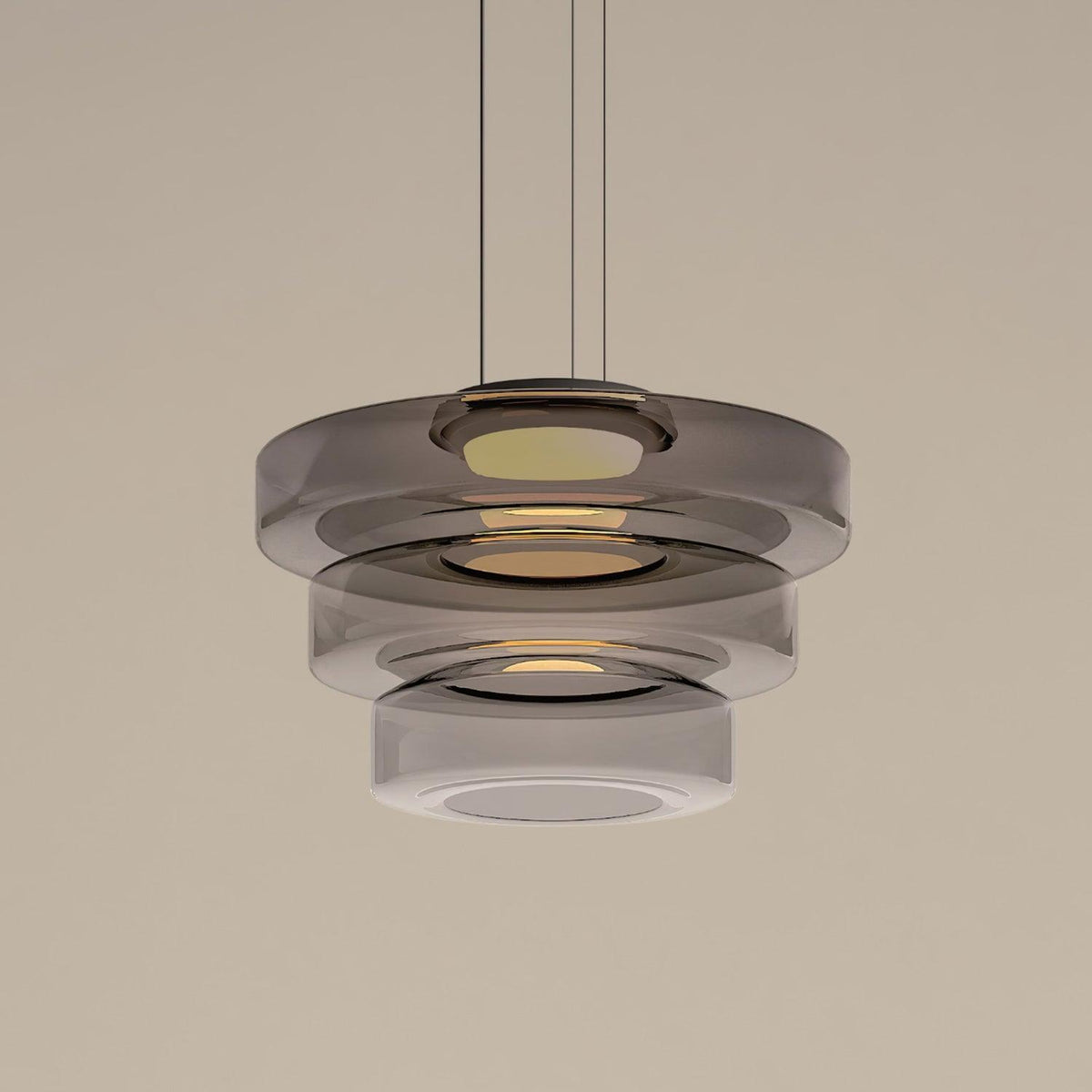 Kitchen Island Pendant Light Fixture, Layered Pendant Lamp, Smoke Grey, Green, Amber