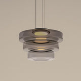 Kitchen Island Pendant Light Fixture, Layered Pendant Lamp, Smoke Grey, Green, Amber