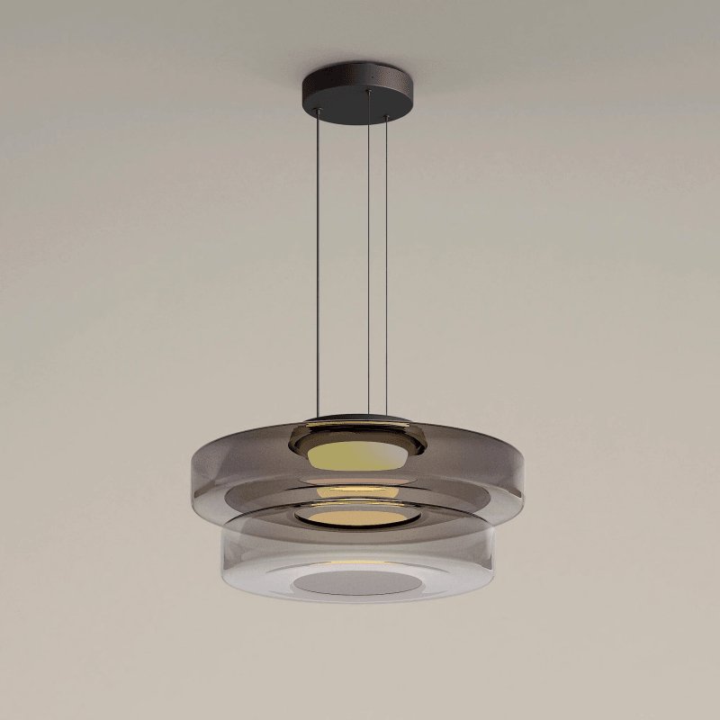 Kitchen Island Pendant Light Fixture, Layered Pendant Lamp, Smoke Grey, Green, Amber