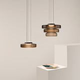 Kitchen Island Pendant Light Fixture, Layered Pendant Lamp, Smoke Grey, Green, Amber