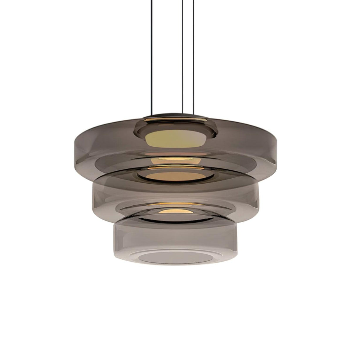 Kitchen Island Pendant Light Fixture, Layered Pendant Lamp, Smoke Grey, Green, Amber