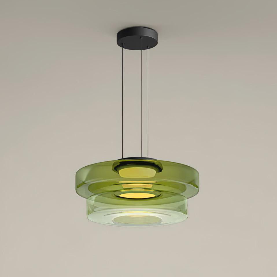 Kitchen Island Pendant Light Fixture, Layered Pendant Lamp, Smoke Grey, Green, Amber
