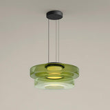 Kitchen Island Pendant Light Fixture, Layered Pendant Lamp, Smoke Grey, Green, Amber