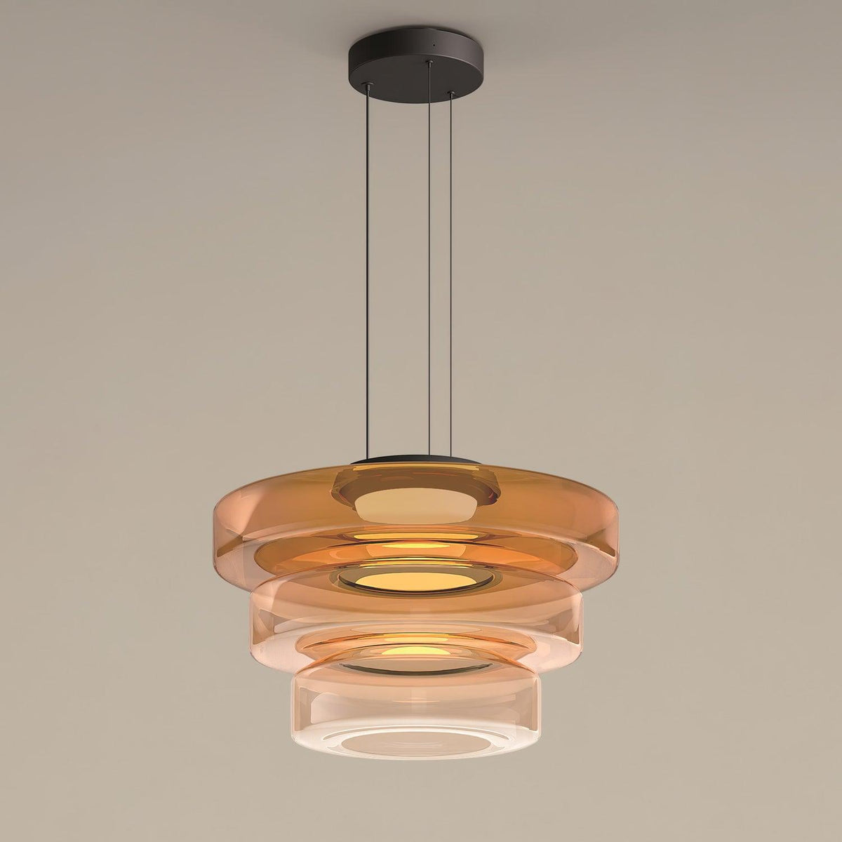 Kitchen Island Pendant Light Fixture, Layered Pendant Lamp, Smoke Grey, Green, Amber