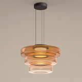 Kitchen Island Pendant Light Fixture, Layered Pendant Lamp, Smoke Grey, Green, Amber