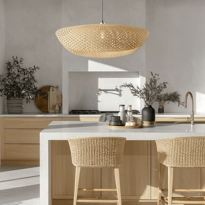 Amara bamboo chandelier, Medium size, studio shot on white background