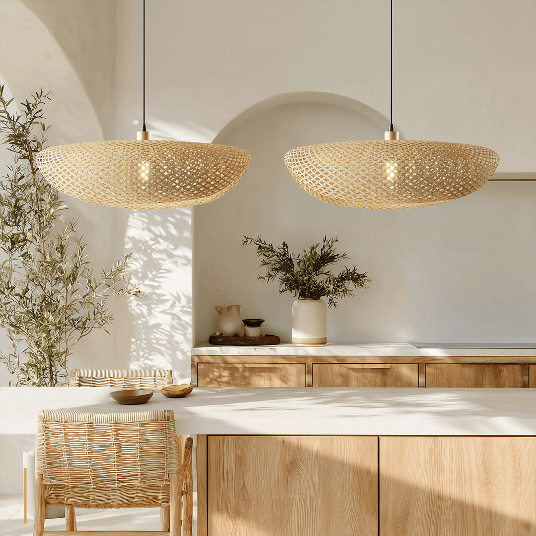 Amara bamboo chandelier, Small size, studio shot on white background