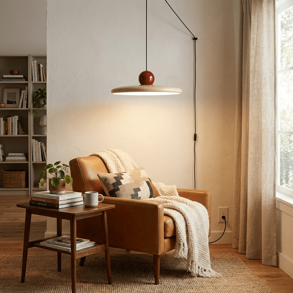 Eira Swag Lamp, Plug-In Pendant Swag Light Fixture, Hanging Ceiling Light with 2 Hooks