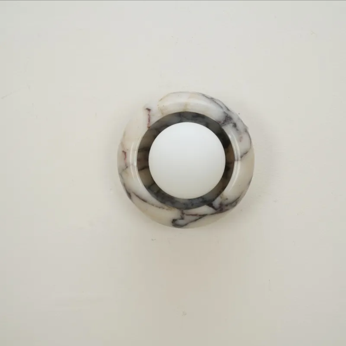 Alma Wall Sconces, Natural Marble Wall Light, Diffused Globe, Bedroom & Hallway Lighting