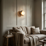 Alma Wall Sconces, Natural Marble Wall Light, Diffused Globe, Bedroom & Hallway Lighting