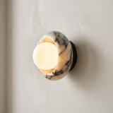 Alma Wall Sconces, Natural Marble Wall Light, Diffused Globe, Bedroom & Hallway Lighting