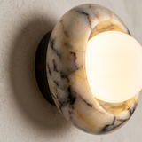 Alma Wall Sconces, Natural Marble Wall Light, Diffused Globe, Bedroom & Hallway Lighting