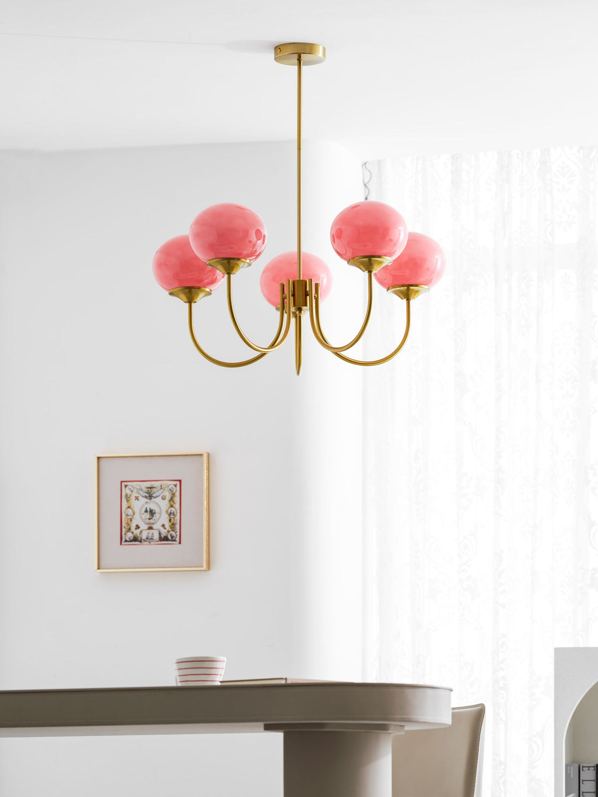 Cloudlet Modern Chandelier, Hand-Sprayed Glass Shades, Adjustable Drop