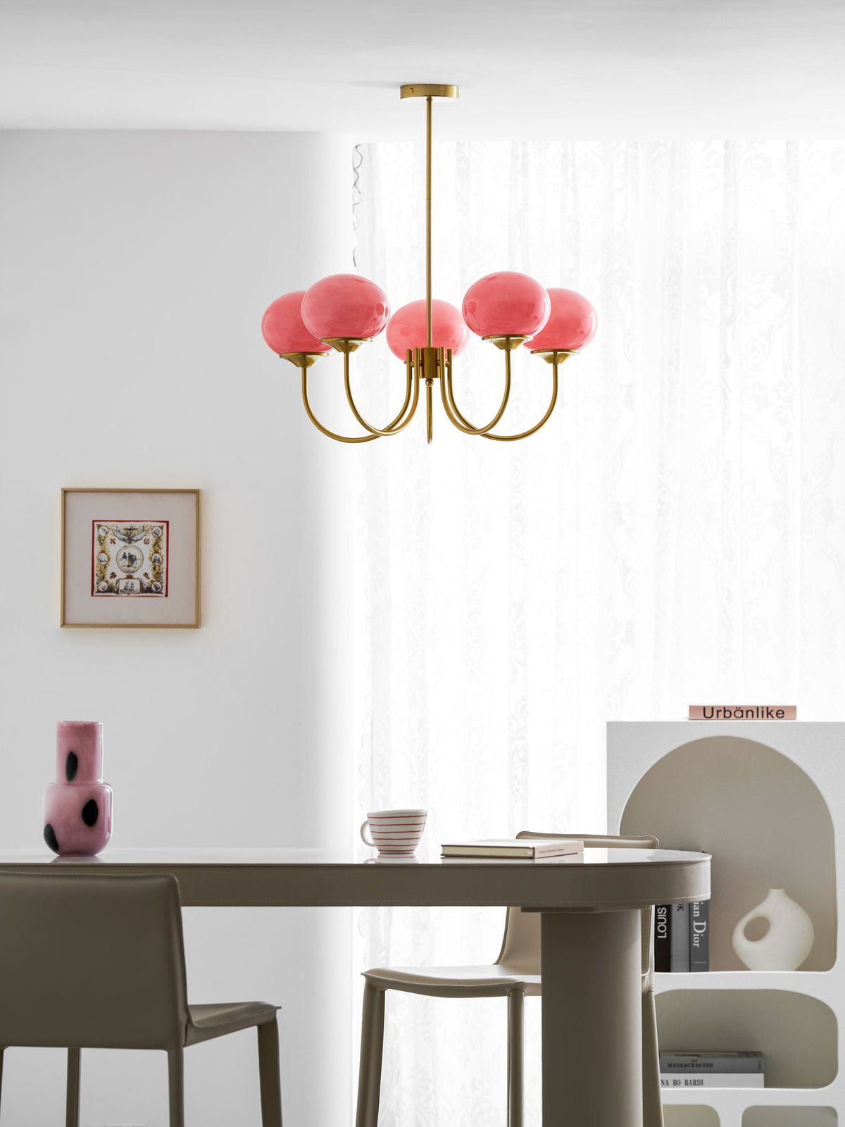 Cloudlet Modern Chandelier, Hand-Sprayed Glass Shades, Adjustable Drop