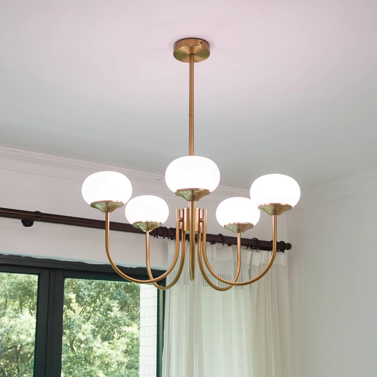 Cloudlet Modern Chandelier, Hand-Sprayed Glass Shades, Adjustable Drop