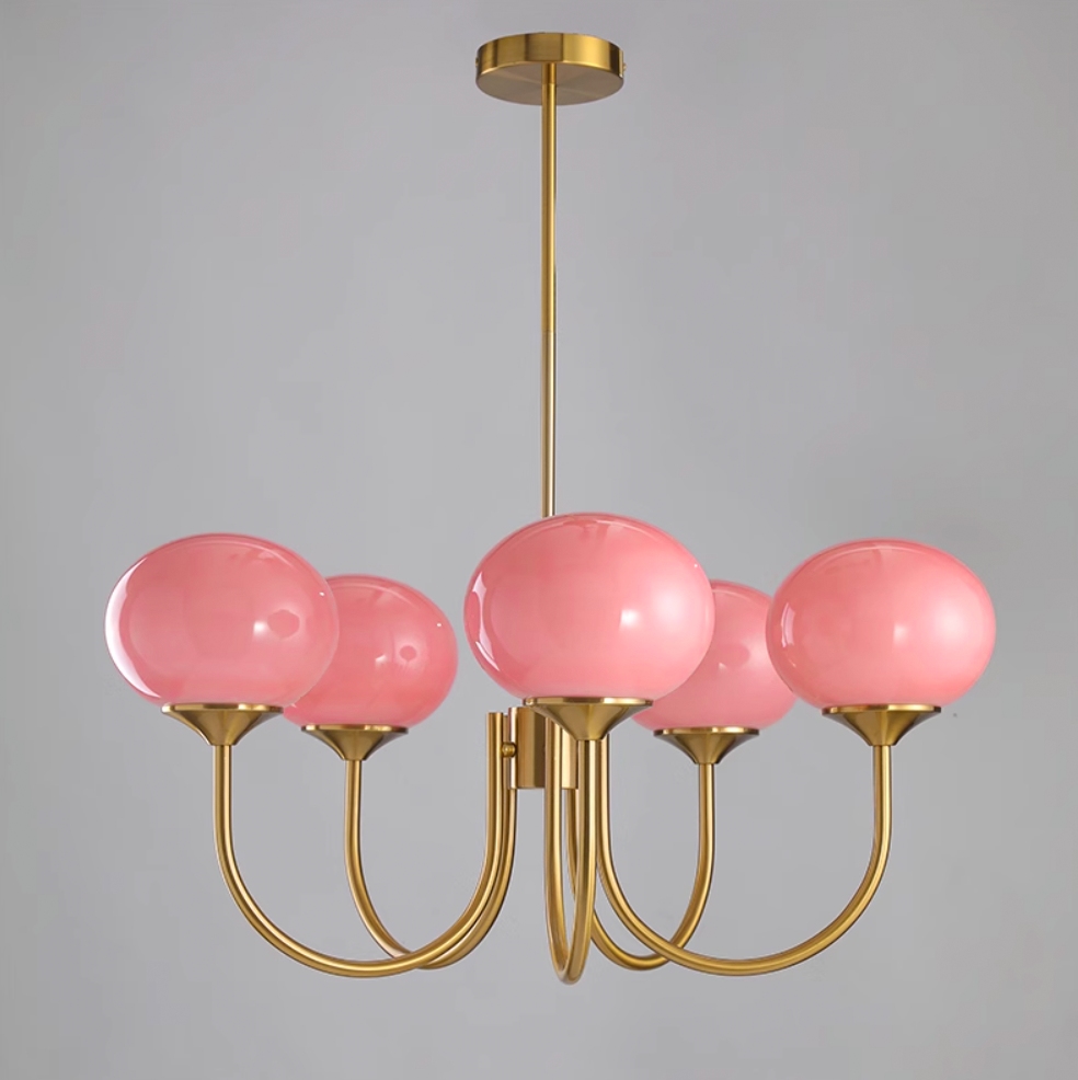 Cloudlet Modern Chandelier, Hand-Sprayed Glass Shades, Adjustable Drop
