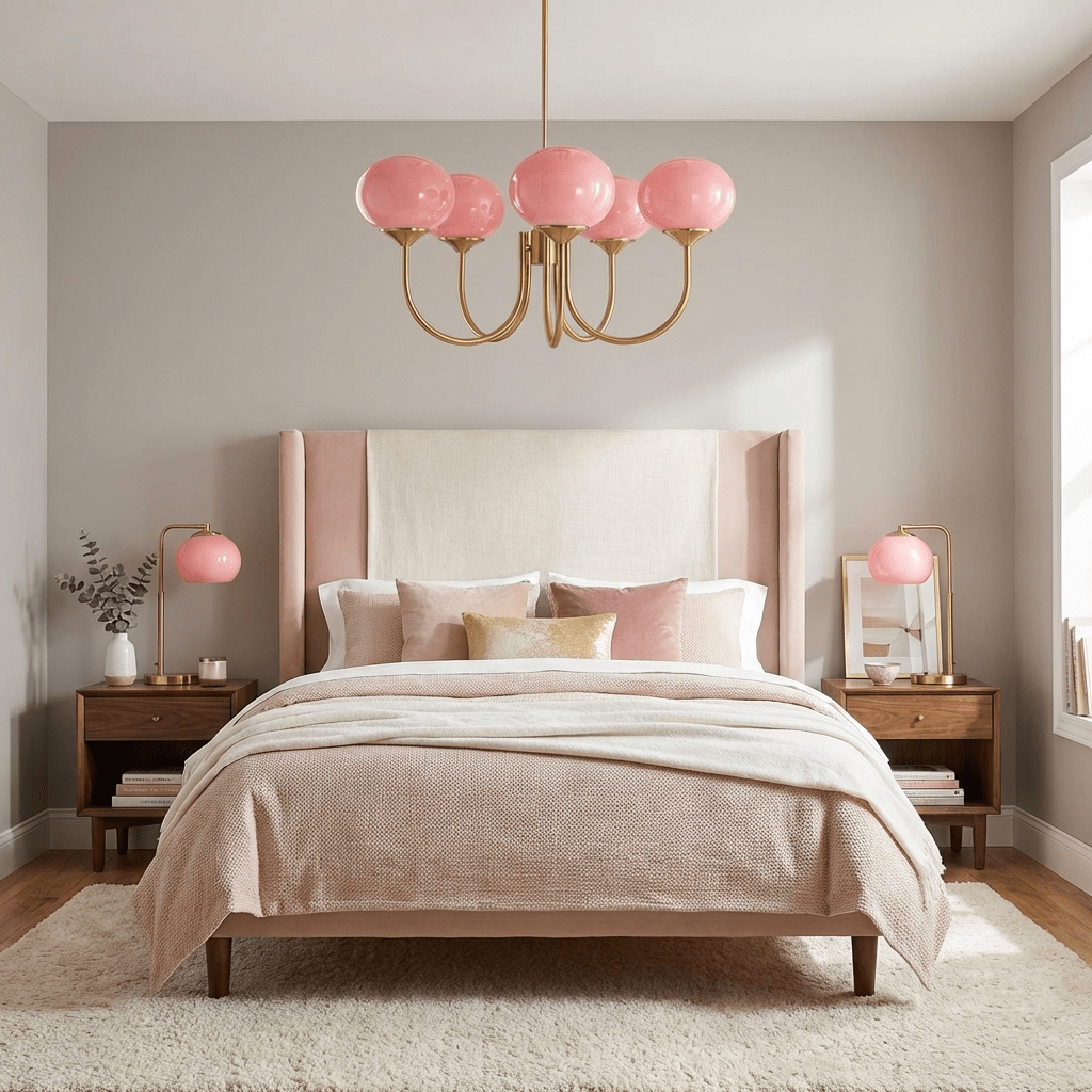 Marshmallow Chandelier — suspension rods and canopy close-up