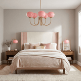 Marshmallow Chandelier — suspension rods and canopy close-up