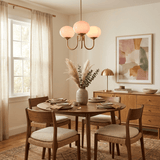 Marshmallow Chandelier — warm white bulb glow, lit