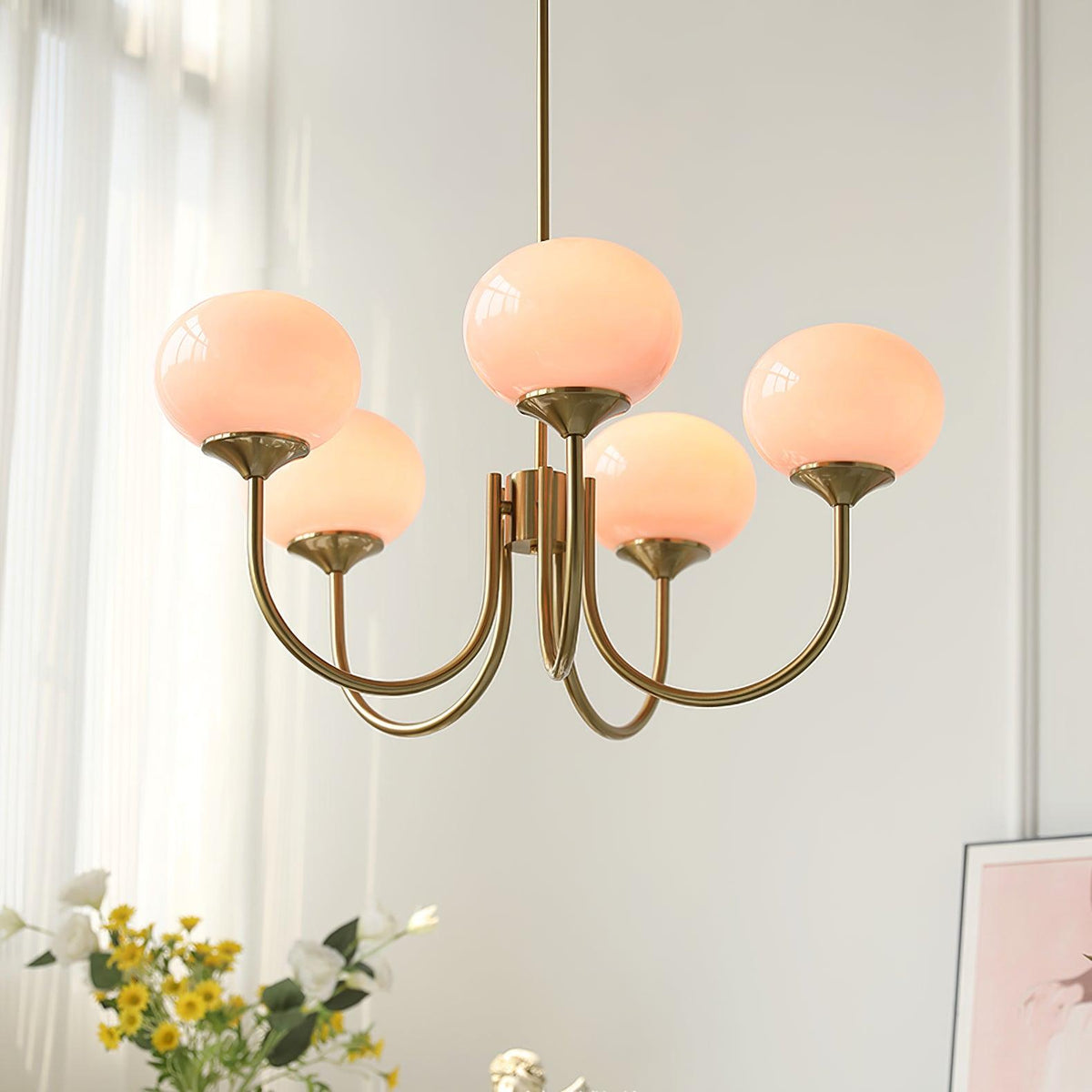 Cloudlet Modern Chandelier, Hand-Sprayed Glass Shades, Adjustable Drop