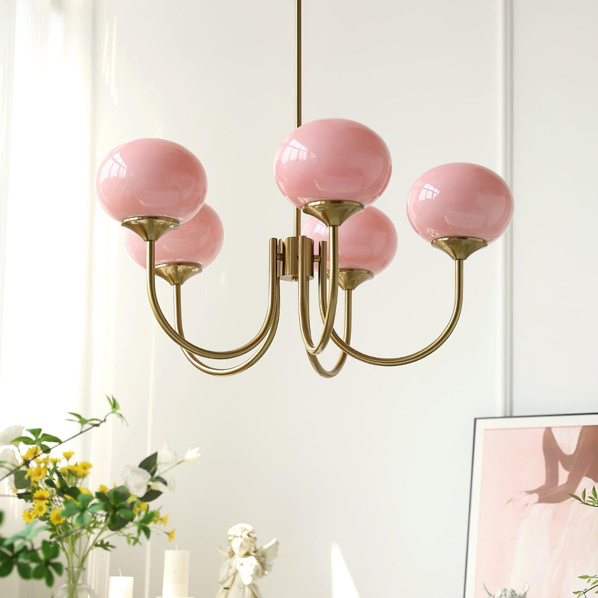 Cloudlet Modern Chandelier, Hand-Sprayed Glass Shades, Adjustable Drop