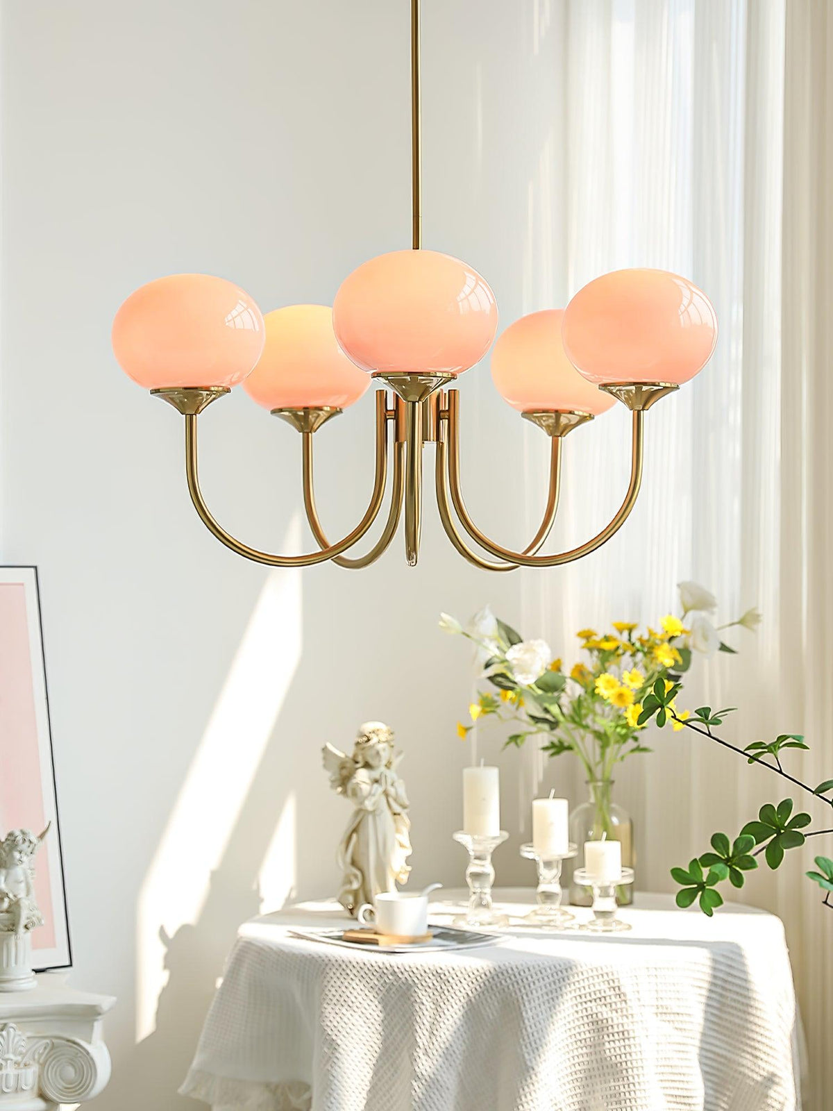 Cloudlet Modern Chandelier, Hand-Sprayed Glass Shades, Adjustable Drop