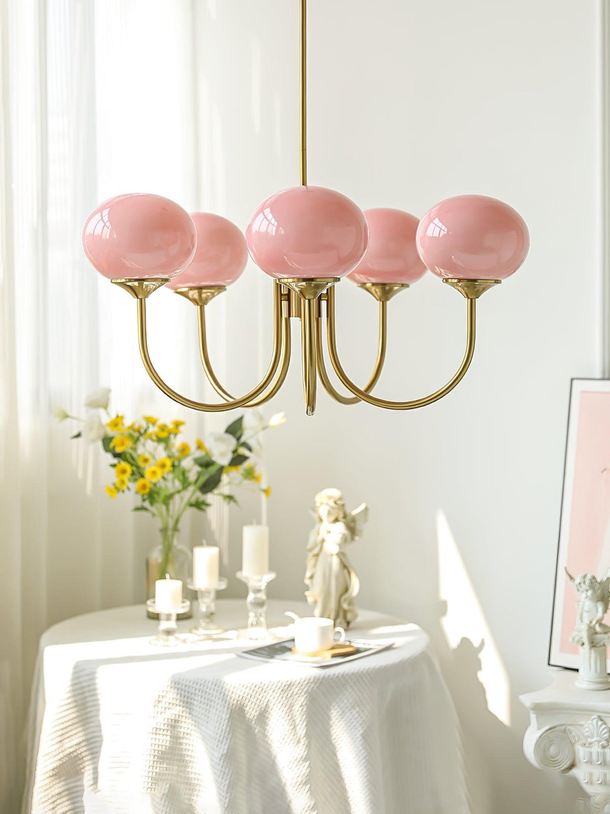 Cloudlet Modern Chandelier, Hand-Sprayed Glass Shades, Adjustable Drop