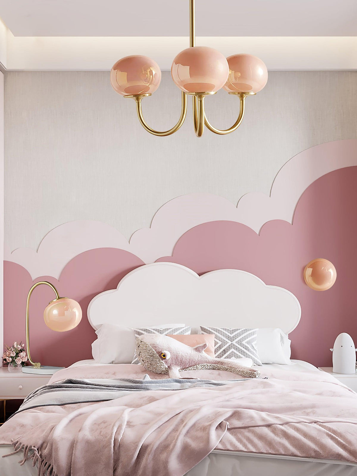 Cloudlet Modern Chandelier, Hand-Sprayed Glass Shades, Adjustable Drop