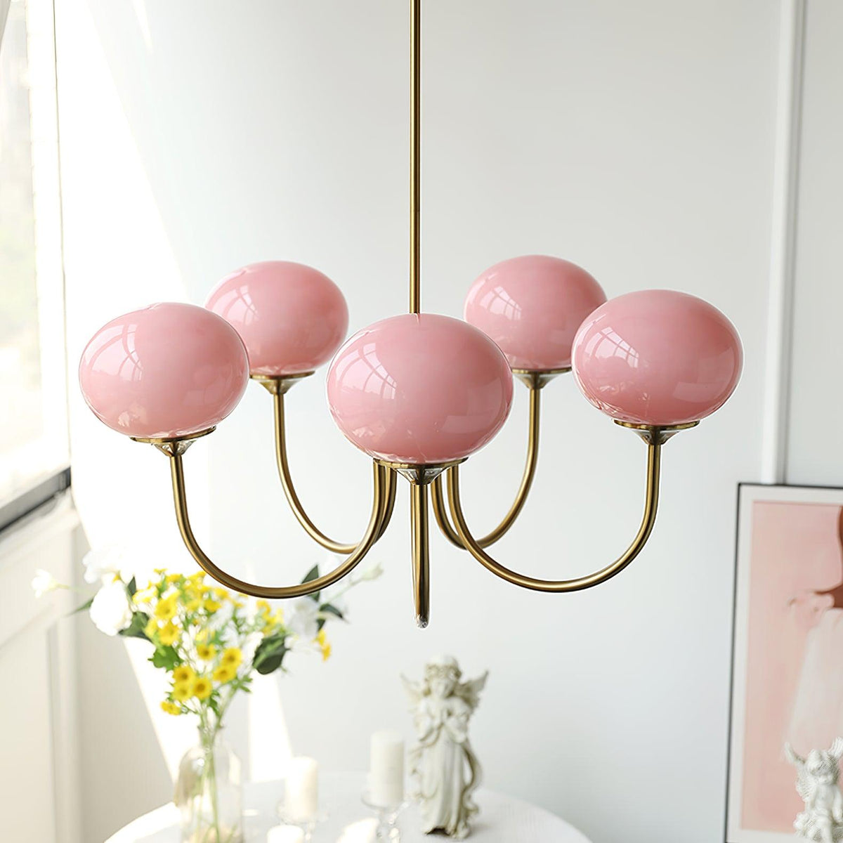 Cloudlet Modern Chandelier, Hand-Sprayed Glass Shades, Adjustable Drop