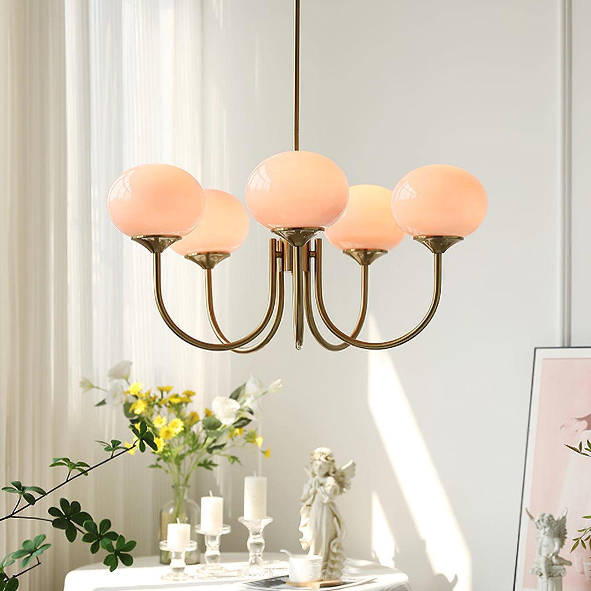 Marshmallow Chandelier — styled dining room scene