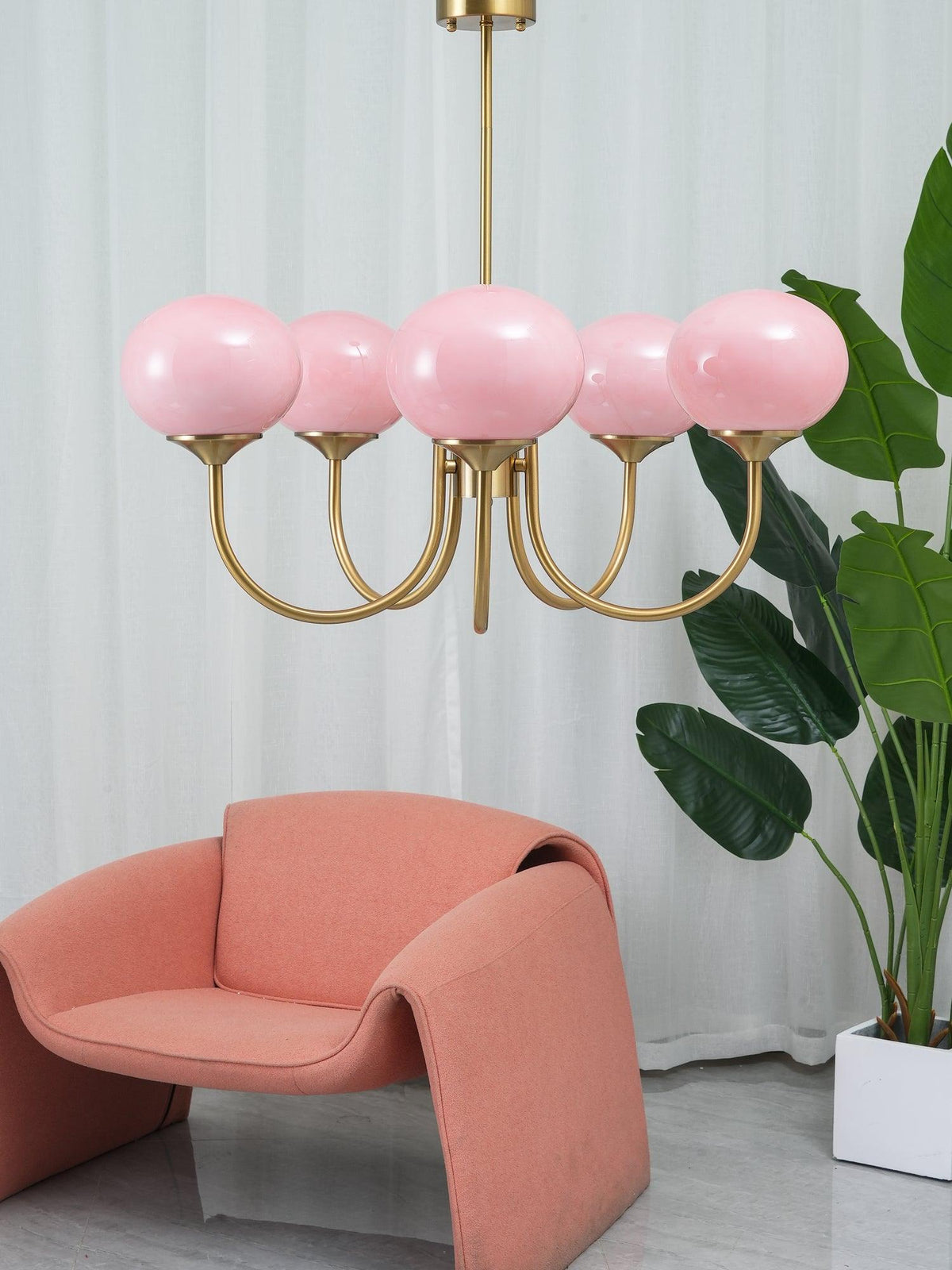 Cloudlet Modern Chandelier, Hand-Sprayed Glass Shades, Adjustable Drop