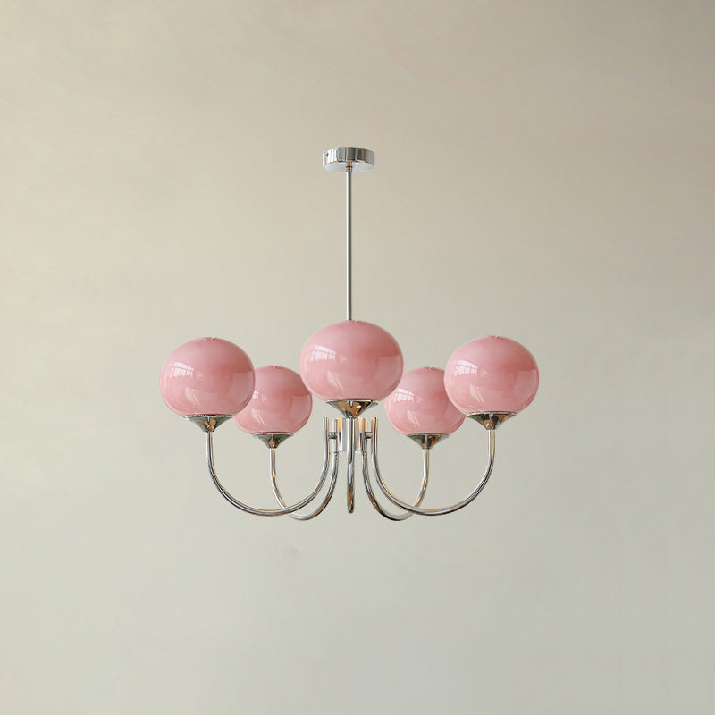 Cloudlet Modern Chandelier, Hand-Sprayed Glass Shades, Adjustable Drop