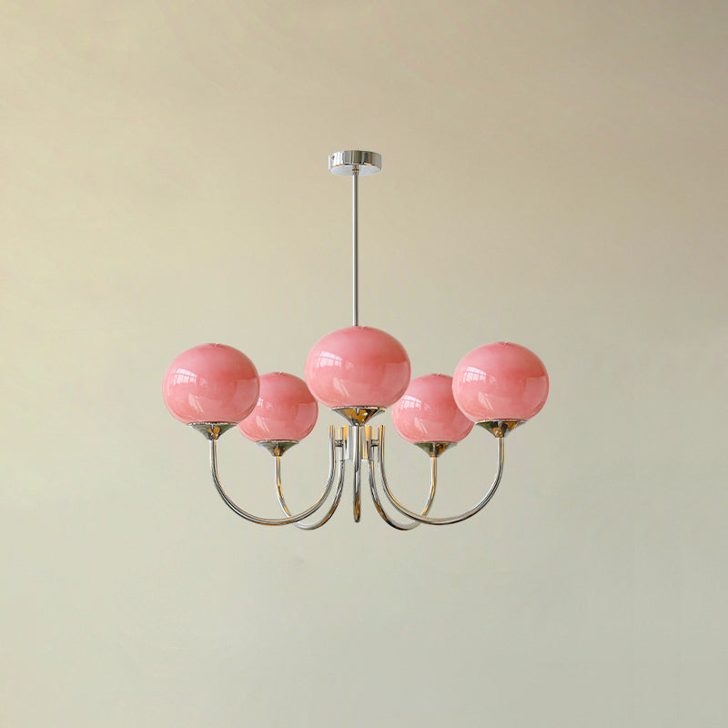 Cloudlet Modern Chandelier, Hand-Sprayed Glass Shades, Adjustable Drop