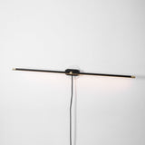 Plug In Wall Sconce, Minimalist Linear Wall Light, Warm Light, Gold, Dimmer Option