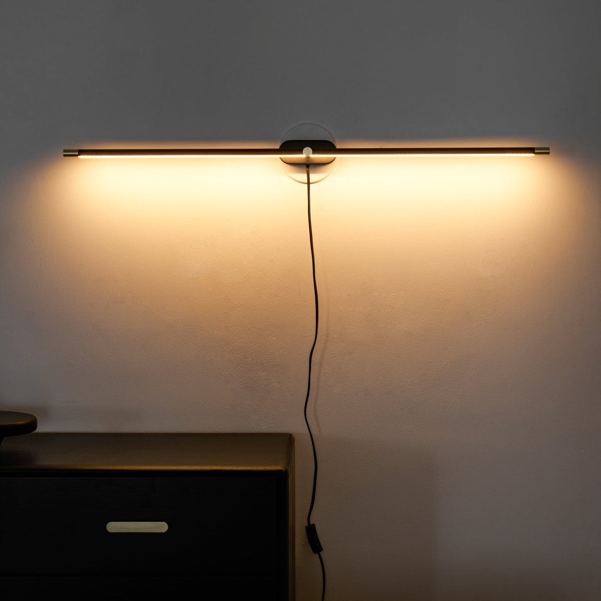 Plug In Wall Sconce, Minimalist Linear Wall Light, Warm Light, Gold, Dimmer Option