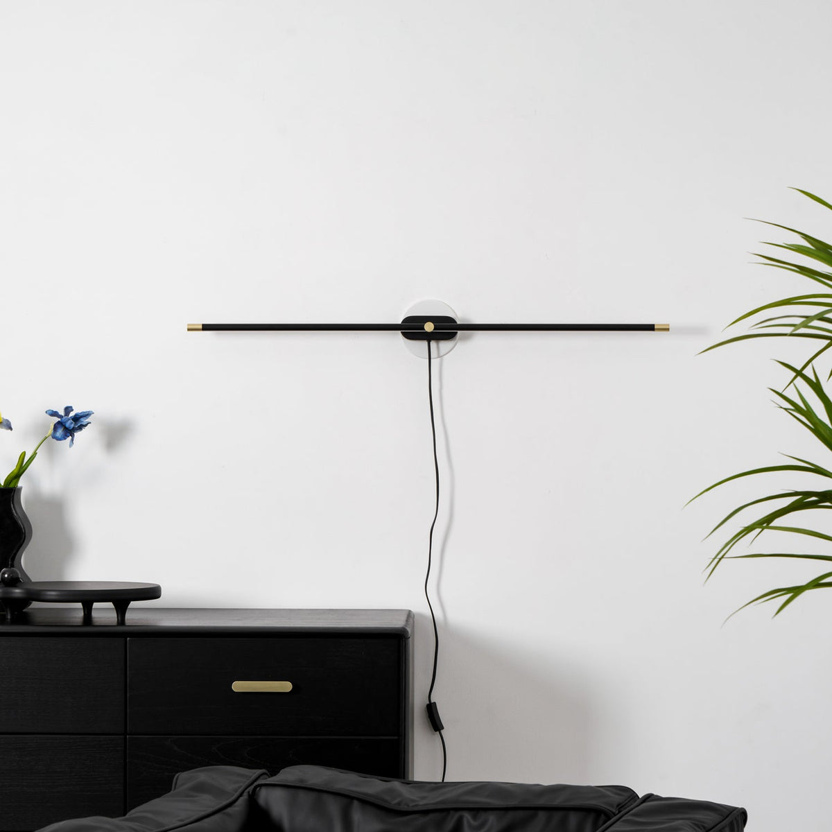 Plug In Wall Sconce, Minimalist Linear Wall Light, Warm Light, Gold, Dimmer Option