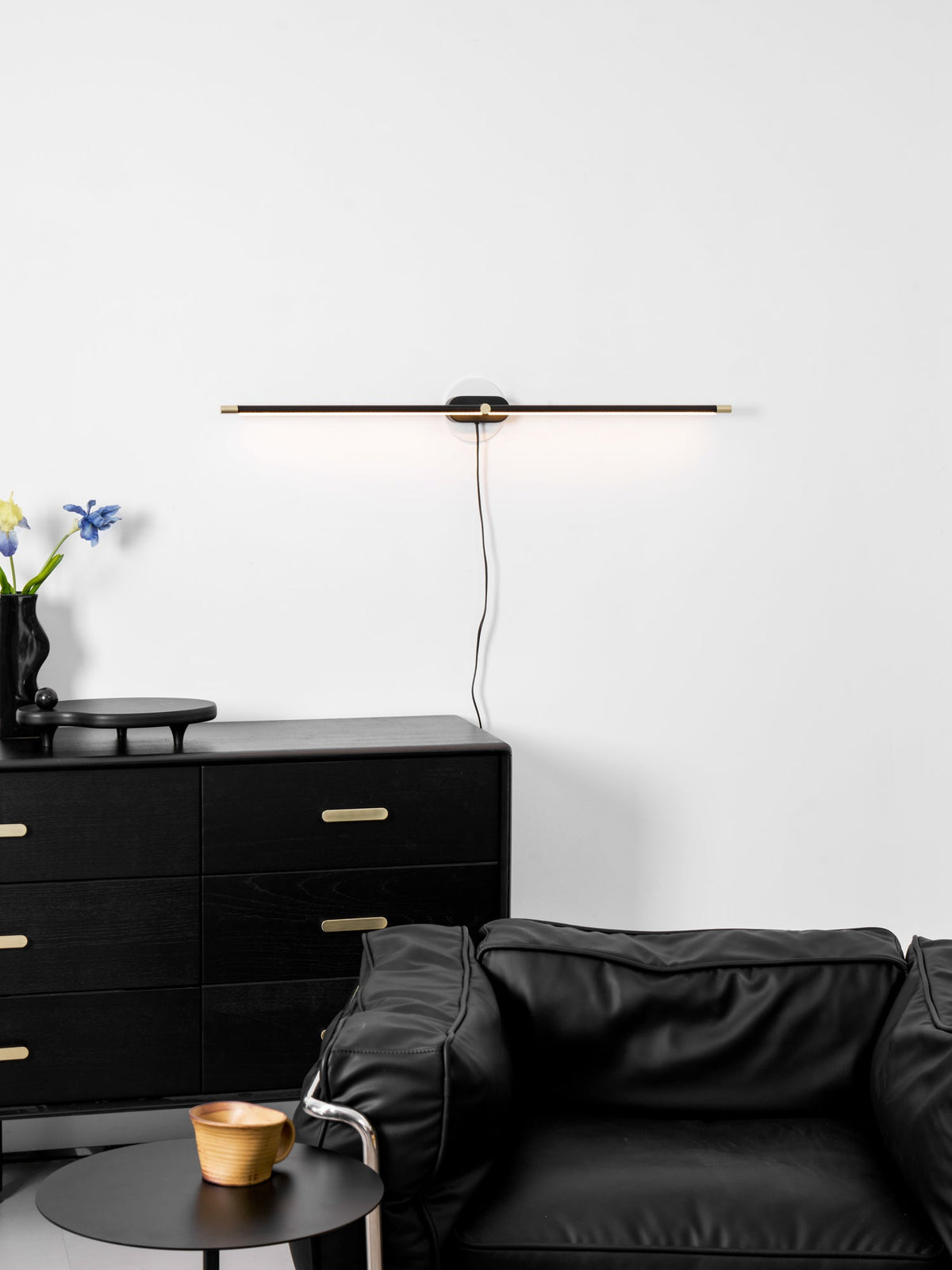 Plug In Wall Sconce, Minimalist Linear Wall Light, Warm Light, Gold, Dimmer Option