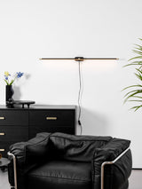 Plug In Wall Sconce, Minimalist Linear Wall Light, Warm Light, Gold, Dimmer Option