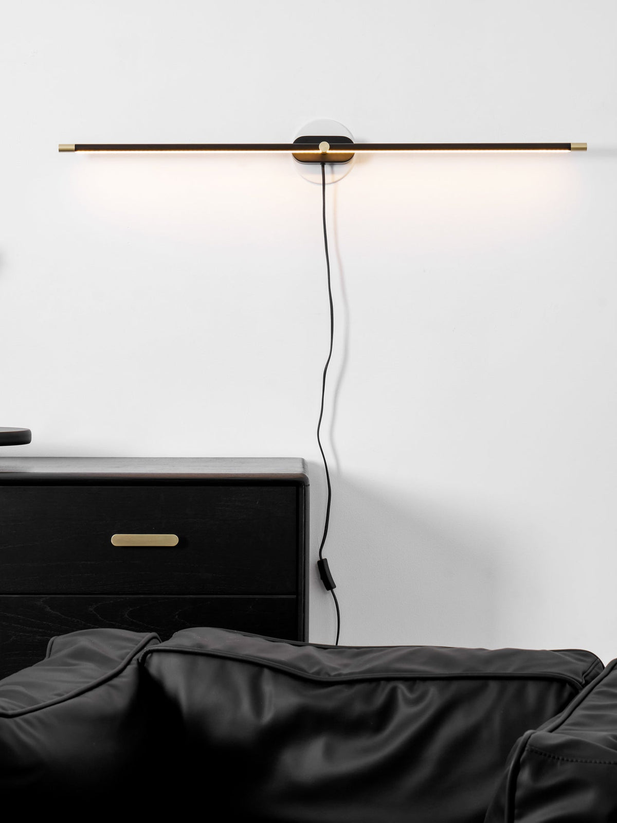 Plug In Wall Sconce, Minimalist Linear Wall Light, Warm Light, Gold, Dimmer Option