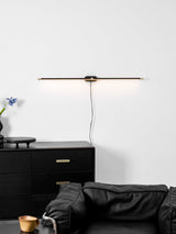 Plug In Wall Sconce, Minimalist Linear Wall Light, Warm Light, Gold, Dimmer Option