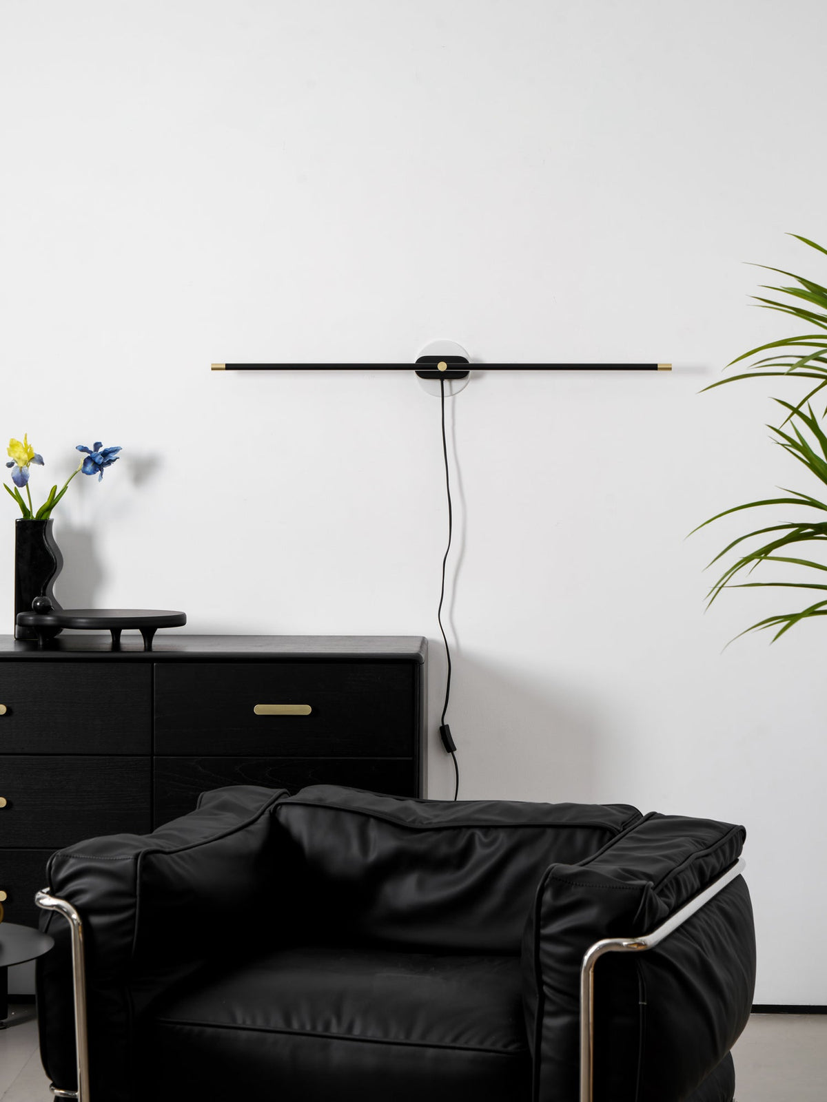 Plug In Wall Sconce, Minimalist Linear Wall Light, Warm Light, Gold, Dimmer Option
