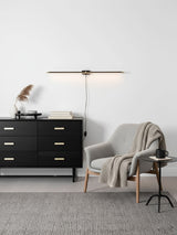 Plug In Wall Sconce, Minimalist Linear Wall Light, Warm Light, Gold, Dimmer Option