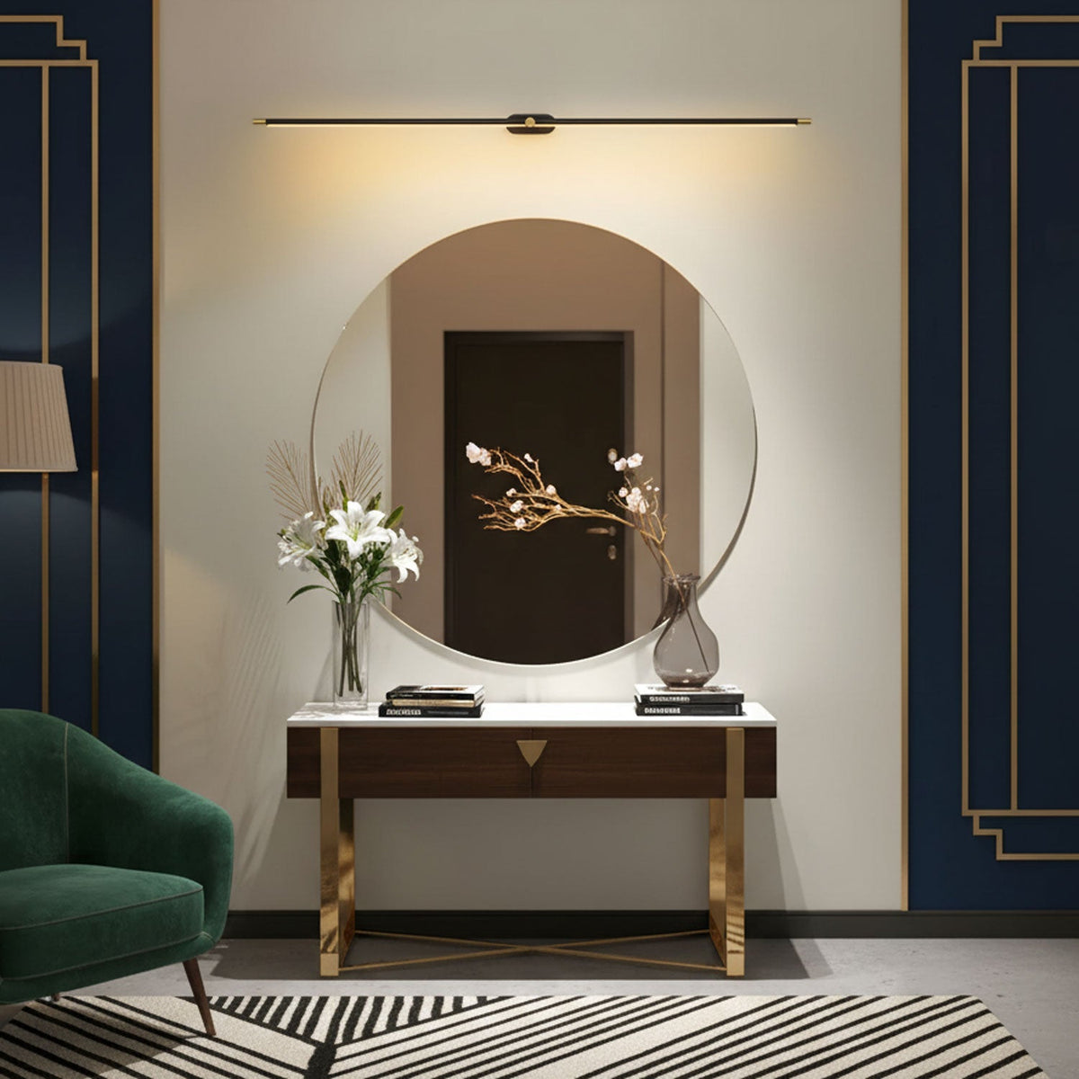 Alden Vanity Lights for Mirror, Linear LED Bathroom Wall Light, Hardwired, 27 to 50 Inch