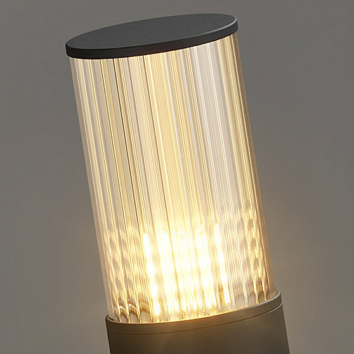 Weston Outdoor LED Post Light, Cylinder Garden Pillar Design, Reeded Shade, Waterproof
